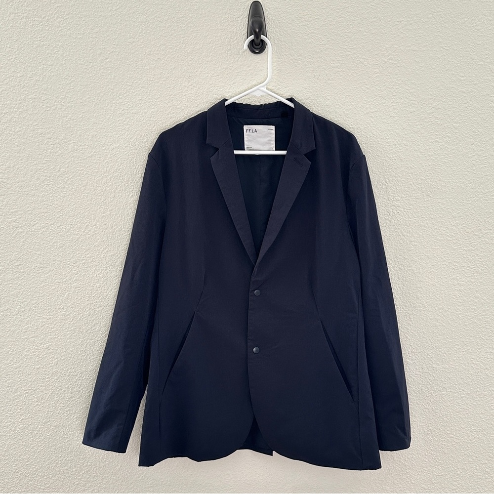 FF.LA Navy Nomad Technical Blazer - Quiet Luxury Minimalist - Large